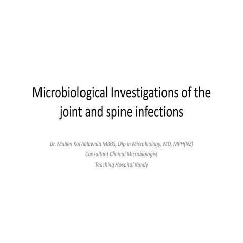 Microbiological Investigation of Osteo-articular infections