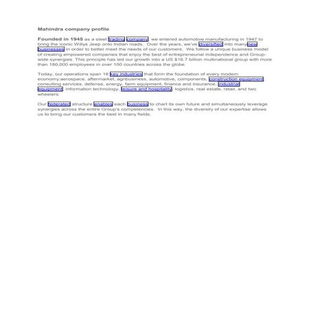 Mahindra company profile