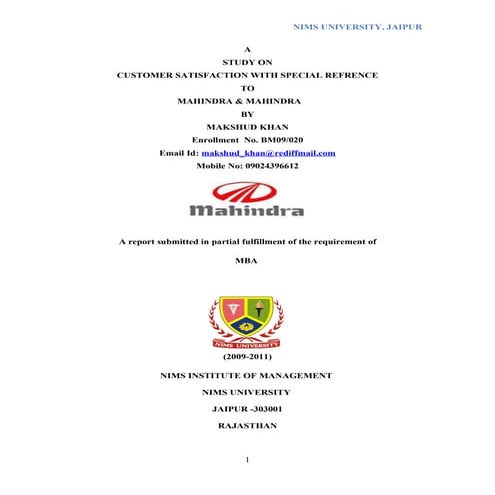 Mahindra & mahindra project repot  by (makshud khan)