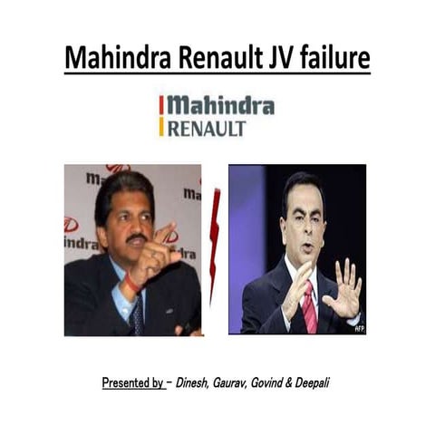 Mahindra renault Joint Venture failure