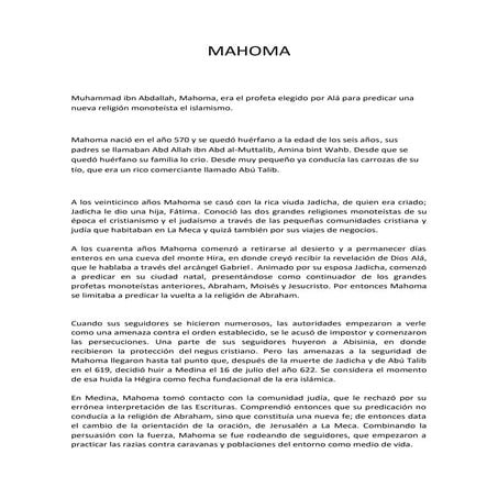 Biografía de mahoma | DOC