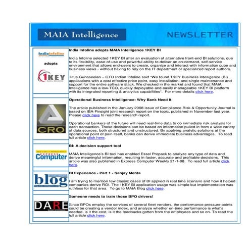MAIA Intelligence delivers 1KEY BI | PDF