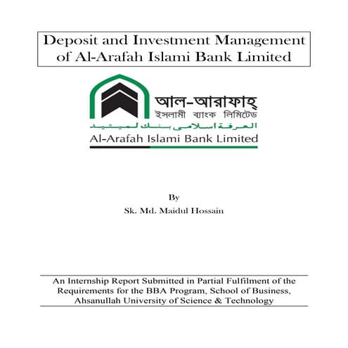 Internship Report on Deposit and Investment Management of Al-Arafah Islami Ba...