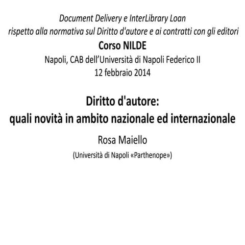 Corso "Diritto d'autore: quali novità in ambito nazionale e internazionale"