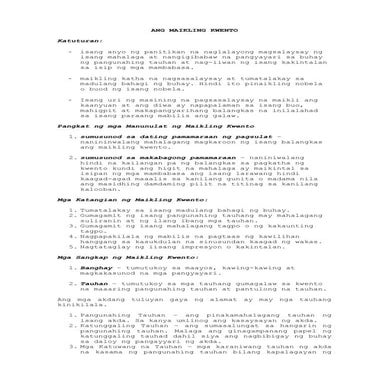 Maikling kuwento Handout