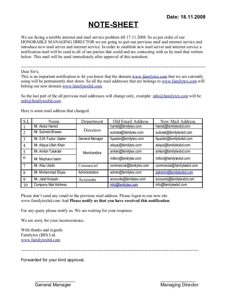 new address notification