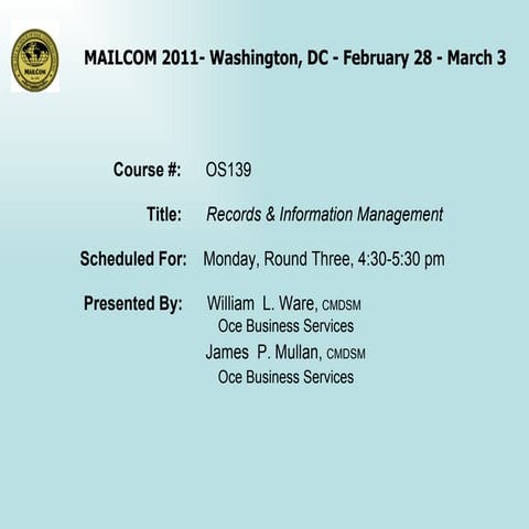 MailCom 2011 Records & Information Management