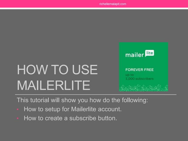 Tutorial on how to use Mailertite (Part1)- How to Setup  Mailerlite and Make ...