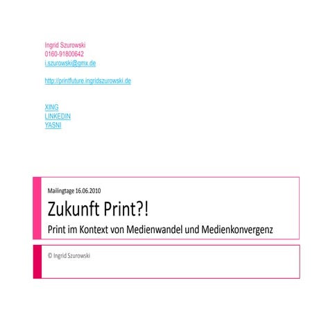 Zukunft Print?! Print im Kontext von Medienwandel und Medienkonvergenz