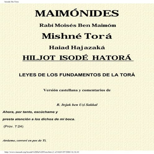 Maimonides   leyes de los fundamentos de la torah