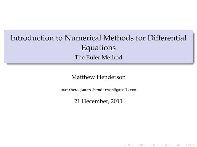 Introduction To Numerical Methods For Differential Equations Pdf Introduction To Numerical Methods For Differential Equations Pdf