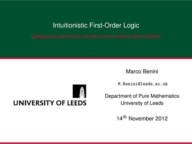 Intuitionistic First-Order Logic: Categorical semantics via the Curry-Howard ...
