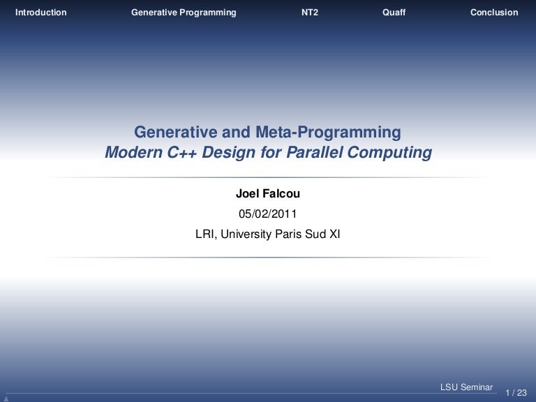 Generative and Meta-Programming - Modern C++ Design for Parallel Comp…