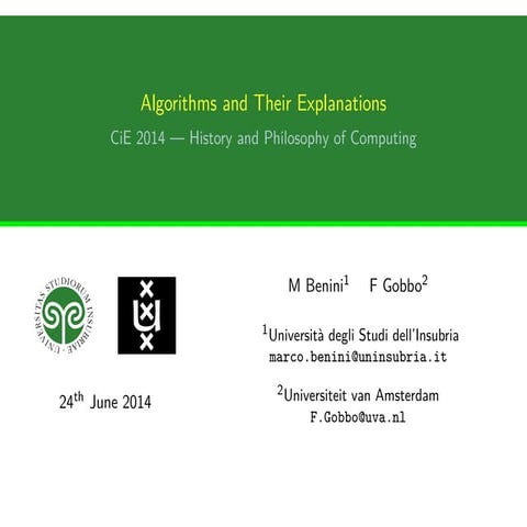 Algorithms and Their Explanations | PPT