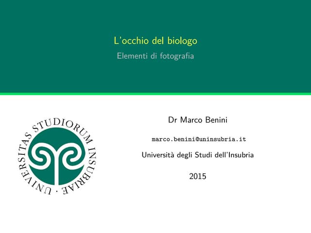 L'occhio del biologo: elementi di fotografia