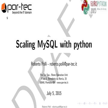 Scaling mysql with python (and Docker). | PPT
