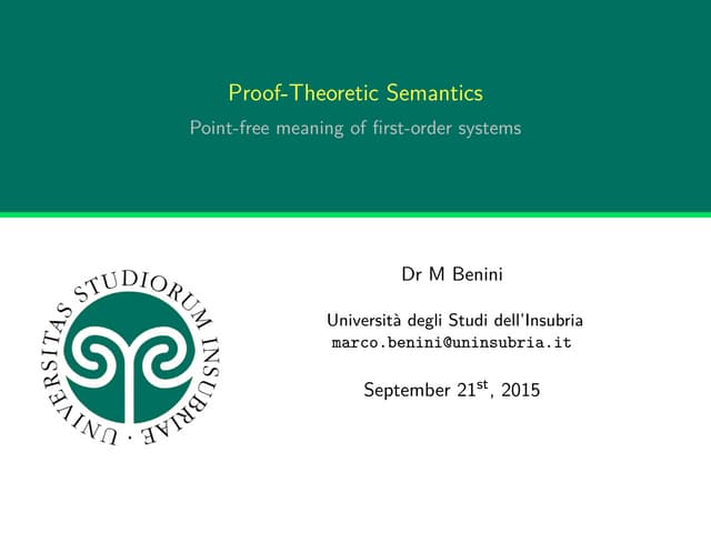 Proof-Theoretic Semantics: Point-free meaninig of first-order systems