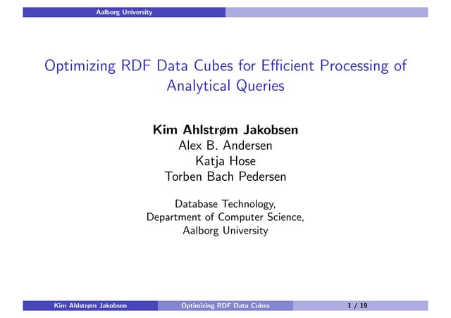 Optimizing RDF Data Cubes for Efficient Processing of Analytical Queries