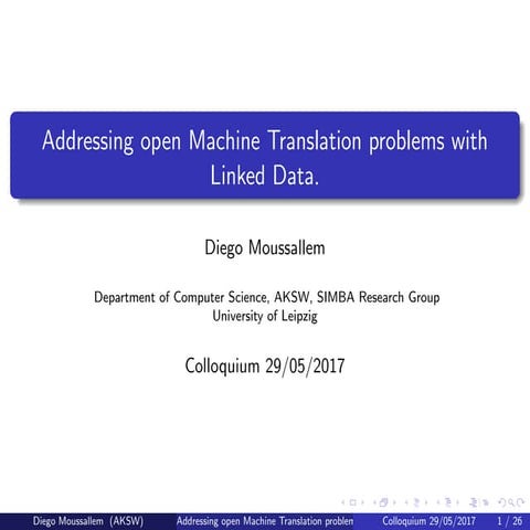 Addressing open Machine Translation problems with Linked Data. | PPT