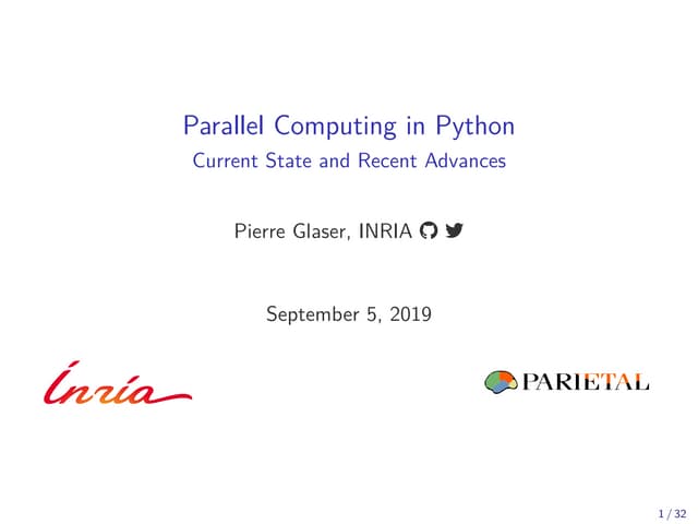 Parallel computing in Python: Current state and recent advances