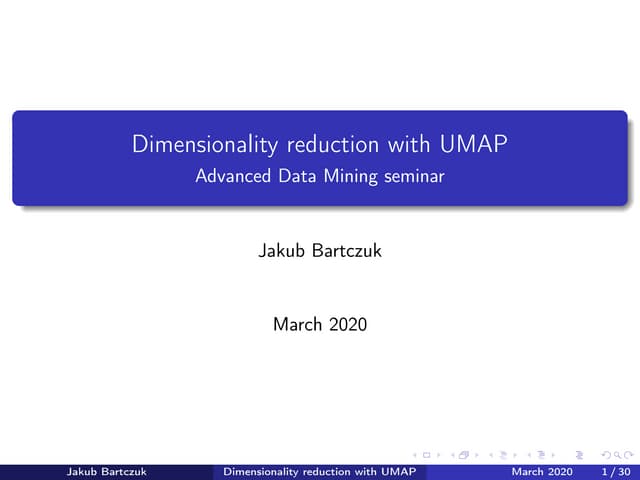 Dimensionality reduction with UMAP