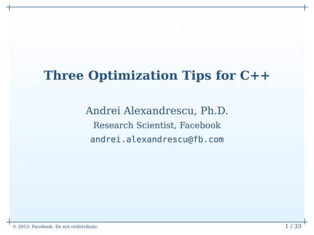 Three Optimization Tips for C++