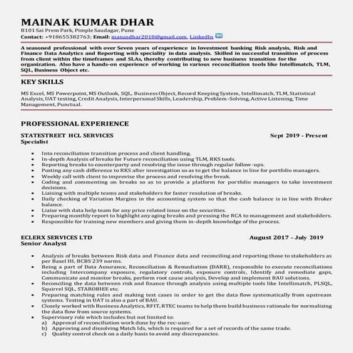 Mainak Dhar Resume
