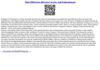 Main Differences Between Larceny And Embezzlement