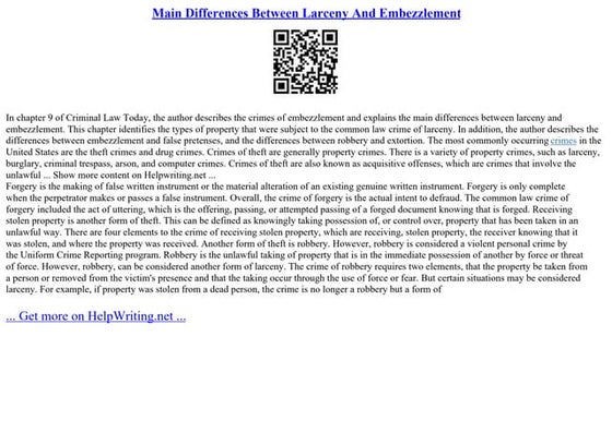 Main Differences Between Larceny And Embezzlement