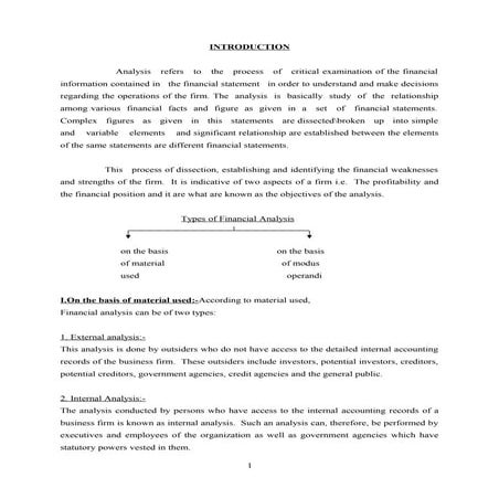 FINANCIAL STATEMENT ANALYSIS