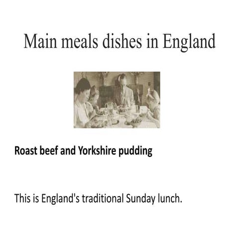 Main meal dishes in england