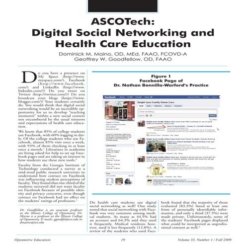 Digital  Social Networking & Health Care Education