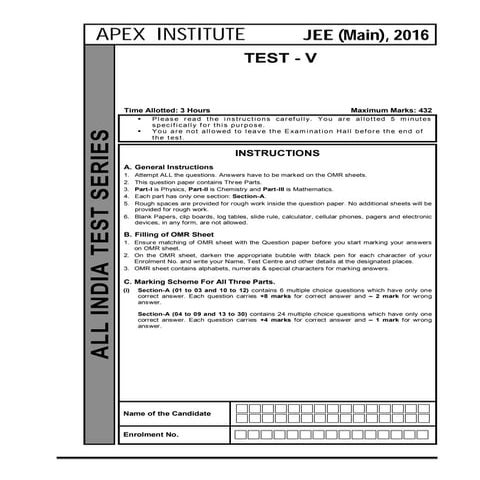 IIT - JEE Main 2016 Sample Paper -5