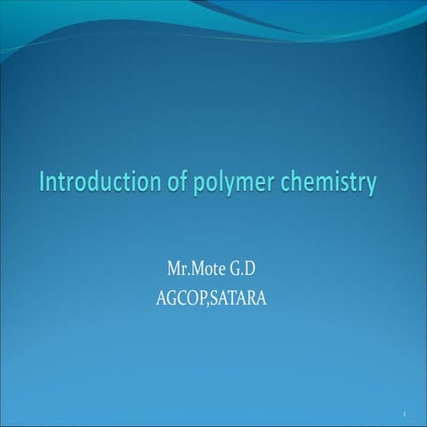 Introduction to pharmaceuitcal polymer chemistry