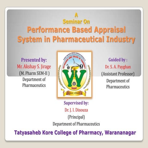 Performance Based Appraisal System in Pharmaceutical Industry | PPTX