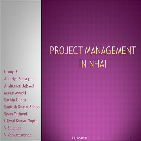 Project management in NHAI