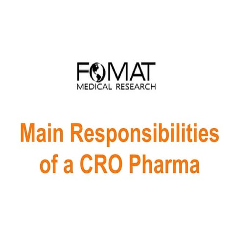 Main Responsibilities of a CRO Pharma