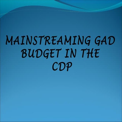 Mainstreaming gad budget presentation