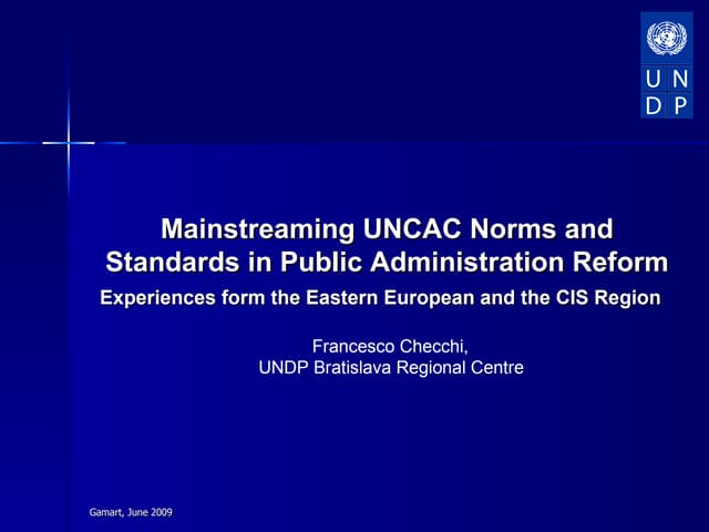 Mainstreaming UNCAC norms and standards in public administration reform