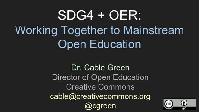Mainstreaming OER in Support of Achieving SDG4