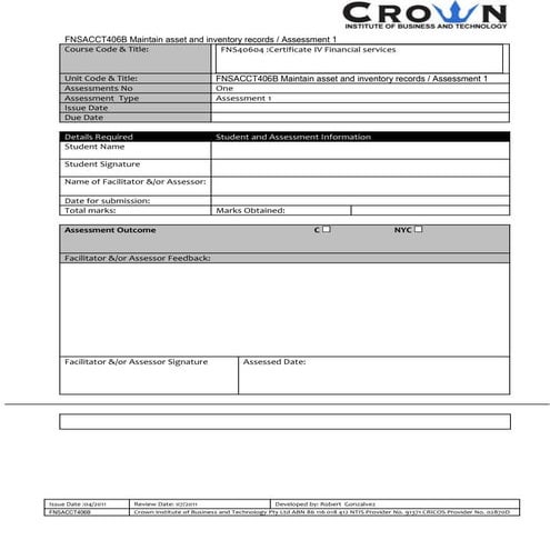 Inventory record | DOCX