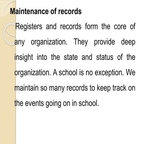Maintenance of school records 