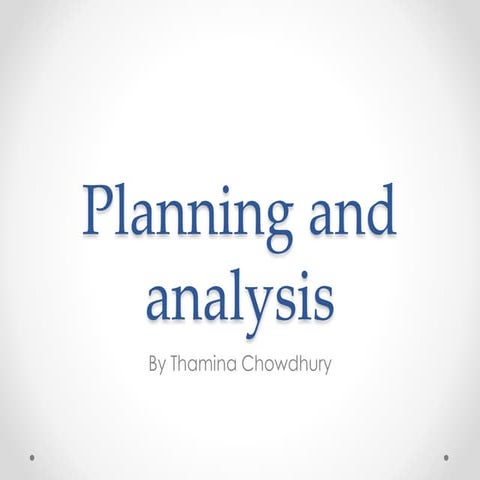 Main task planning and analysis
