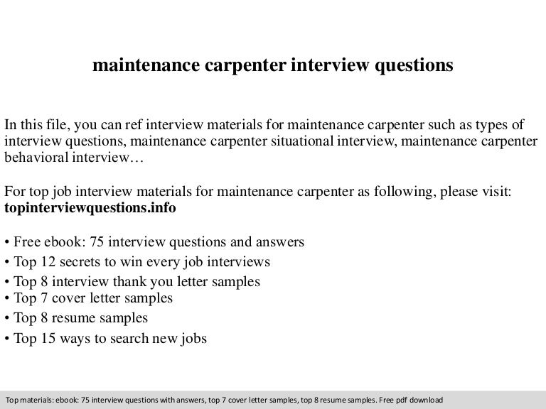 Maintenance carpenter interview questions