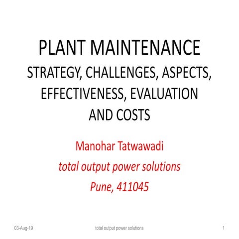 Maintenance evaluation ....... Strategy, Aspects | PDF