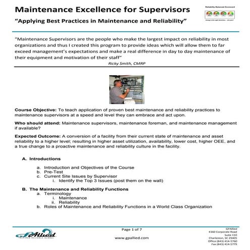 Maintenance Excellence For Maint Supervisor(3)