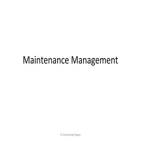 Maintenance management