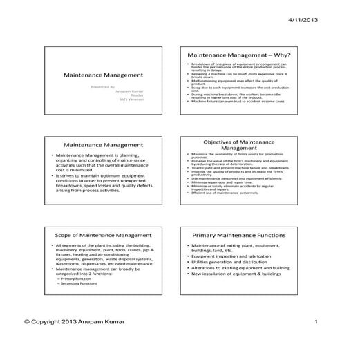 Maintenance management