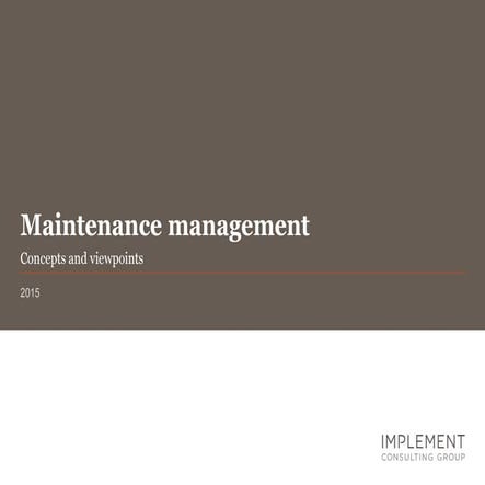 Maintenance management