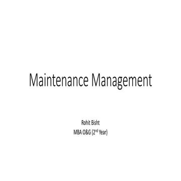 Maintenance Management